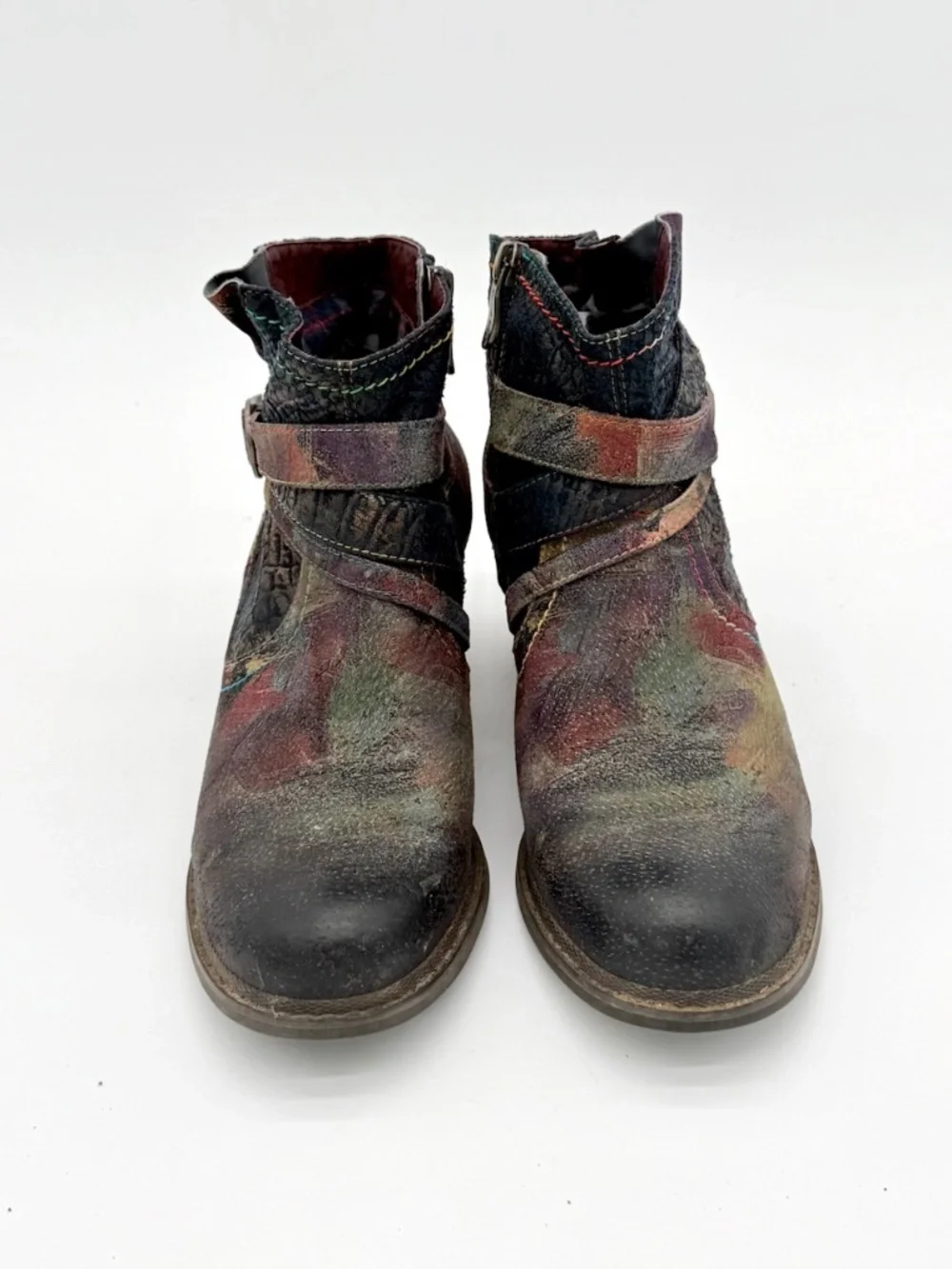 L'Artiste by Spring Step Shazzam Multi Leather Ankle Boots EU 39 US 8.5 Boho